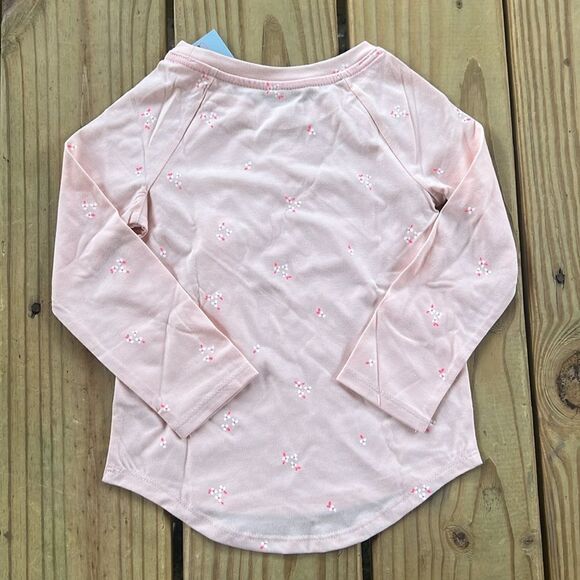 NWT Cat & Jack Size 3T Light Peach Pink Floral Long Sleeve Girl’s T-Shirt Tee - Picture 3 of 5
